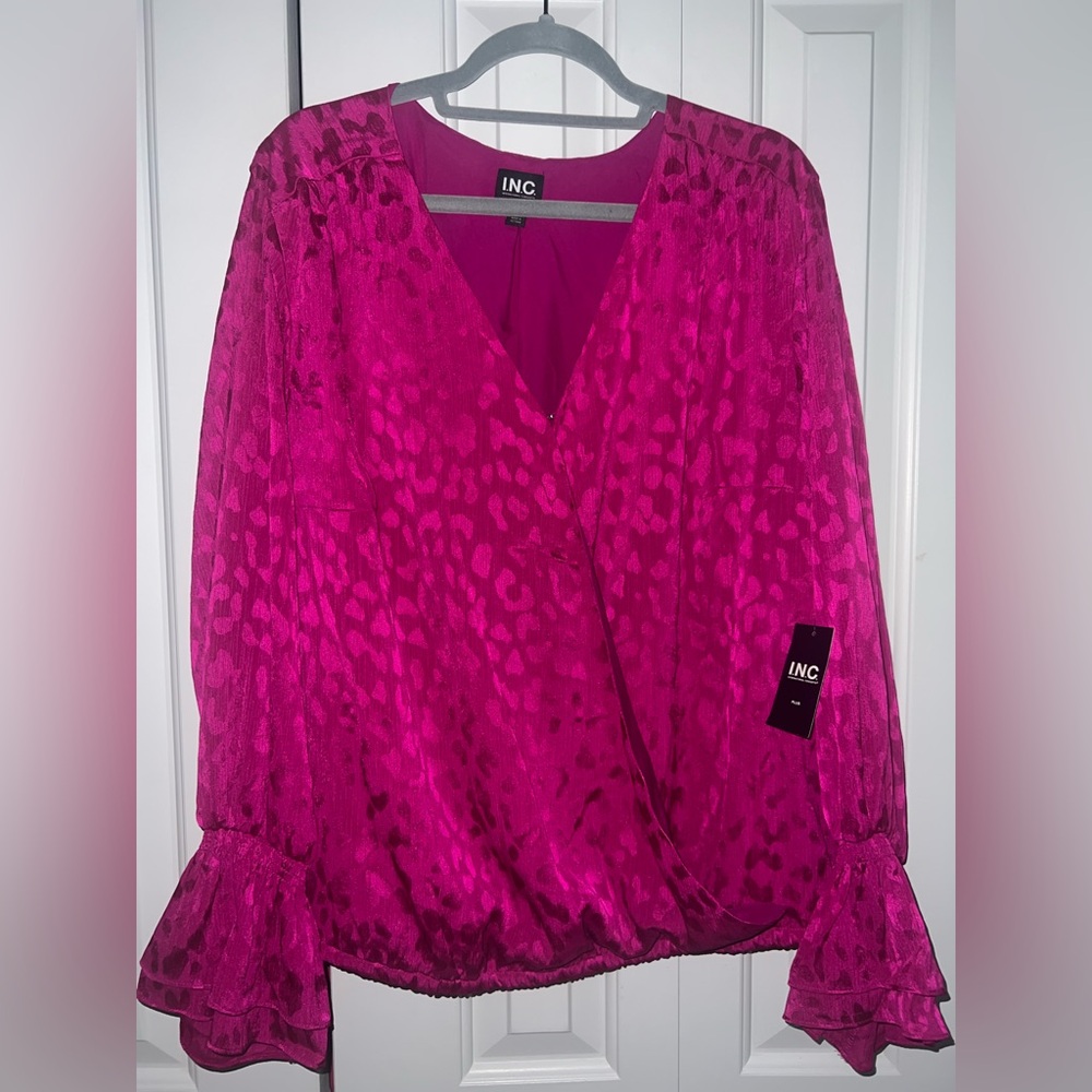 I.N.C 3x long sleeve wrap blouse